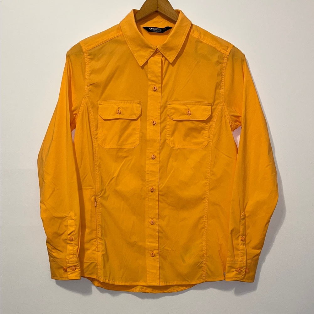OUTDOOR RESEARCH Way Station Long Sleeve Button Down Orange Nylon Womens Small